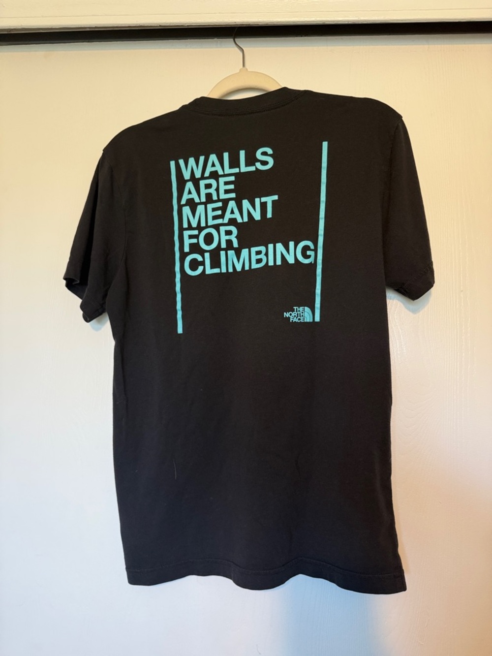 The North Face Black Tee with Teal Climbing Slogan